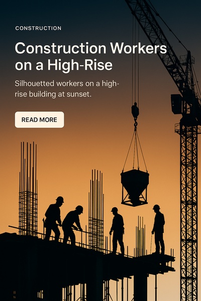 Silhouette of Construction Workers on a High Rise Building