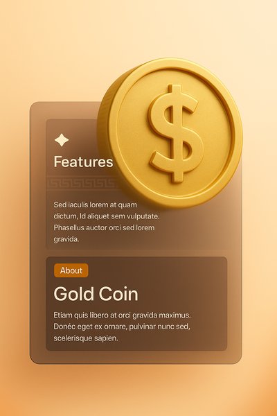 Stylish Gold Coin with Informative Overlay Design