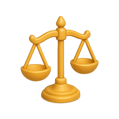 Yellow Justice Scale Icon for Legal Themes