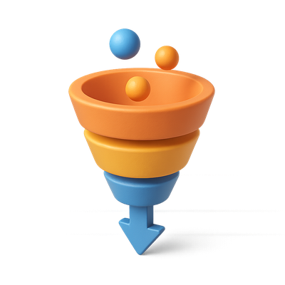 Stylish 3D Funnel Icon for Conversion Optimization