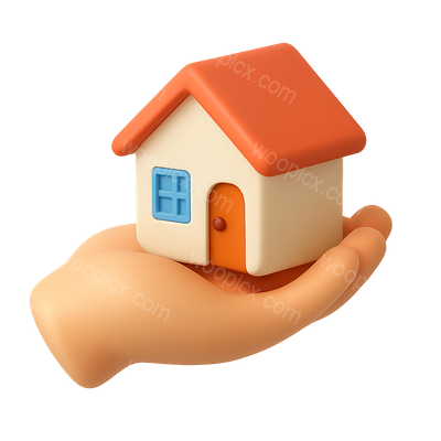 3D Icon of a Hand Holding a House Model