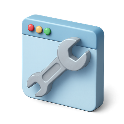 3D Wrench Inside Window Icon Design for Applications
