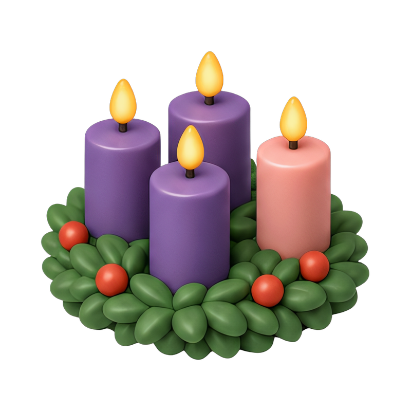 Advent wreath with lit candles
