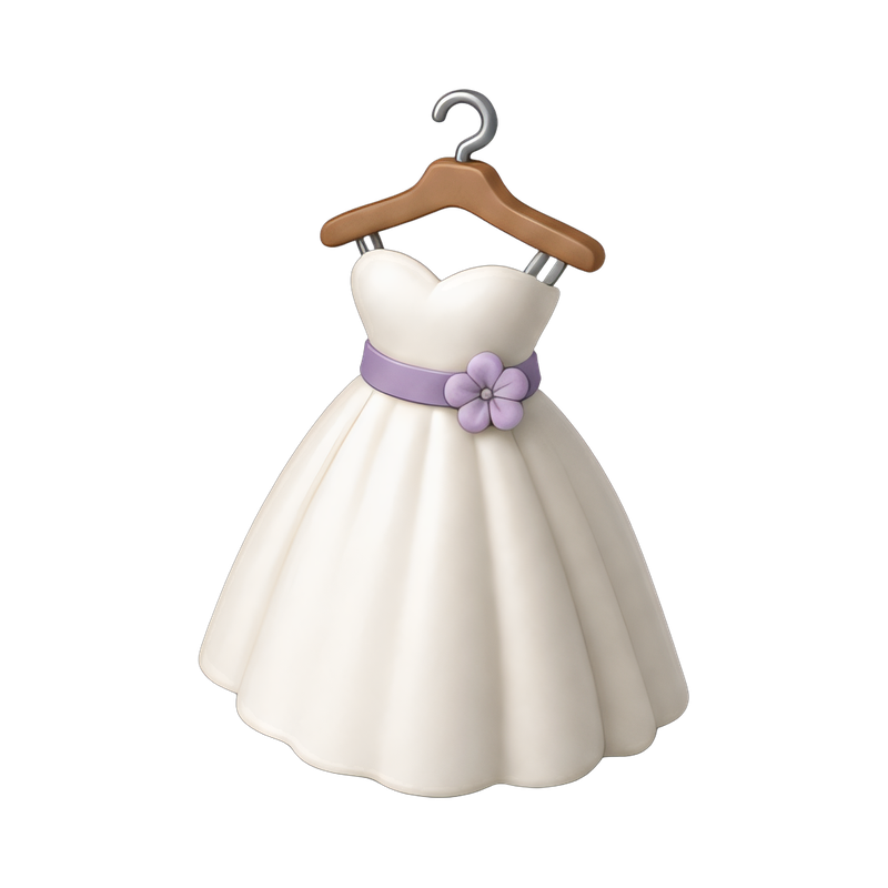 elegant wedding dress on hanger