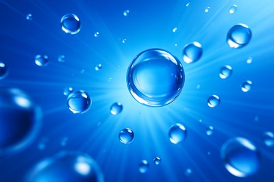Dynamic Water Droplets on Blue Background