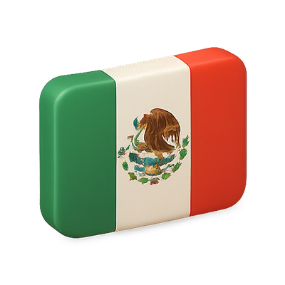 3D Representation of the Mexican Flag on a Rectangular Button