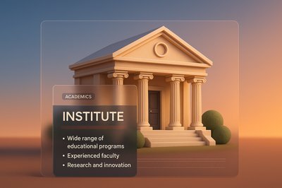 3D Institute Web Page Design with Transparent Elements
