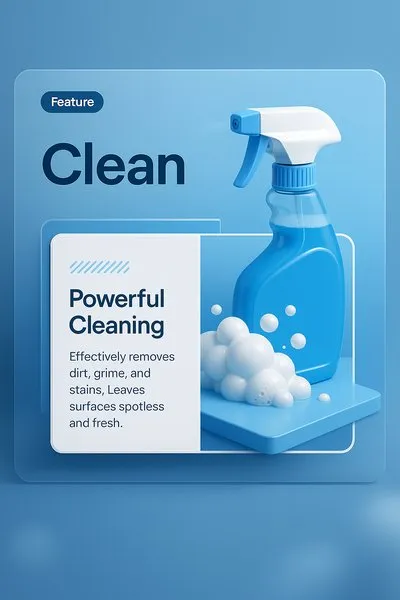 3D Web Page Design Featuring Cleaning Spray