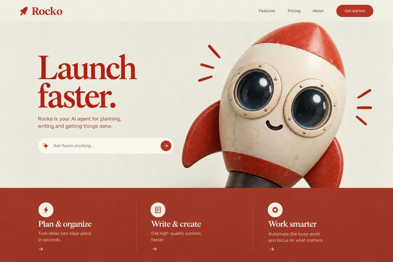 AI agent landing page design