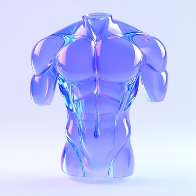 Stylized 3D Render of a Male Torso in Translucent Material