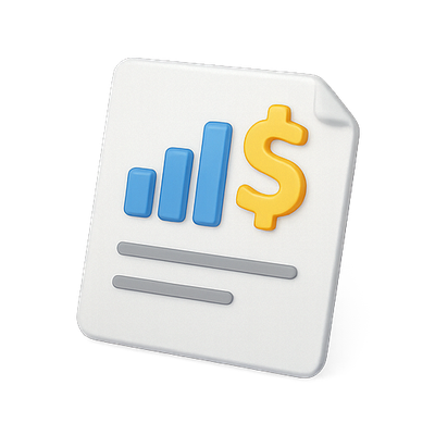 Financial Data Icon with Chart and Dollar Sign