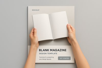 Elegant Mockup of Blank Magazine Held by Hands