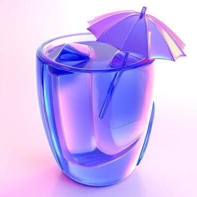 Stylized 3D Render of a Colorful Drink with Umbrella