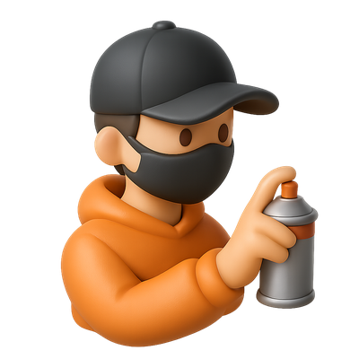 Stylized Graffiti Artist Icon in 3D Design