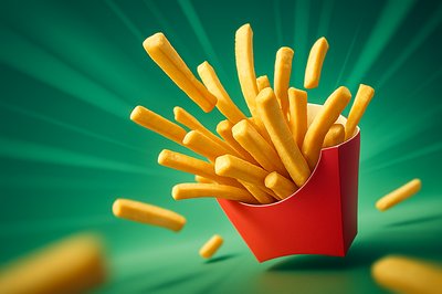 Dynamic French Fries Scene with Engaging Composition