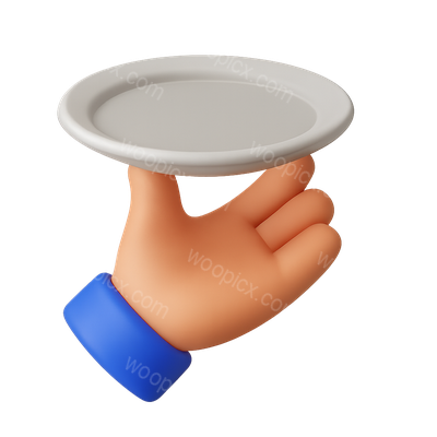 3D Hand Holding Plate Icon in Isometric View
