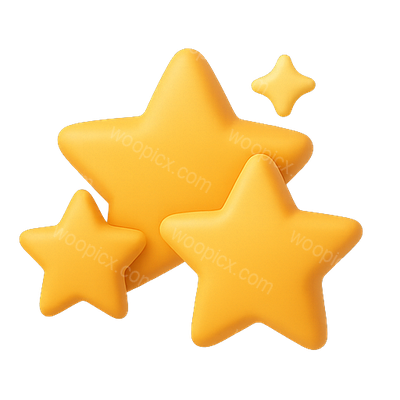 Collection of 3D Yellow Stars for Graphic Design