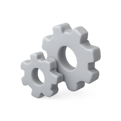 Stylized Gray Gear Icons for Design Use