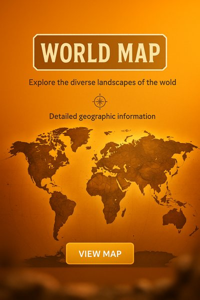 World Map with Geographic Information and Exploration Theme