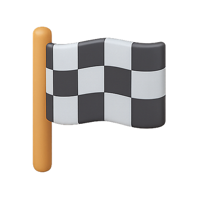 3D Checkered Race Flag Icon for Motorsport Themes