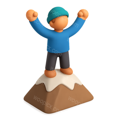 3D Celebration Icon on Mountain with Vibrant Background