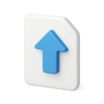 3D Arrow Icon with White and Blue Color Scheme