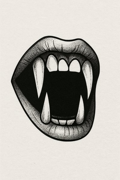 Illustration of a Mouth with Fangs for Halloween Themes
