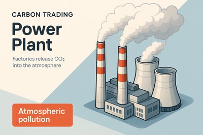 Power Plant Pollution and Carbon Trading Concept Illustration