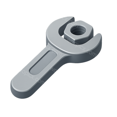 Stylized 3D Wrench Icon for Technical Use