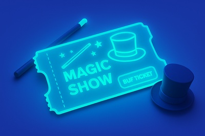 Illuminating Neon Magic Show Ticket Design