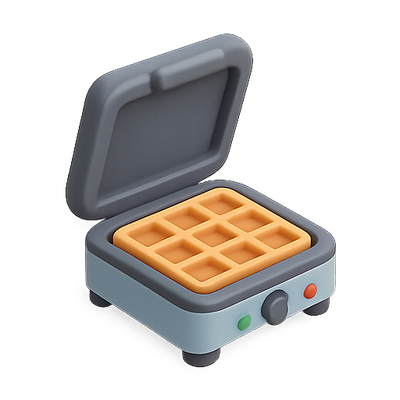 Stylized Waffle Maker Icon with Open Lid