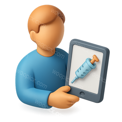 3D Icon of Person with Tablet and Syringe