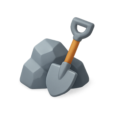 Illustration of a Shovel and Rocks for Construction Theme