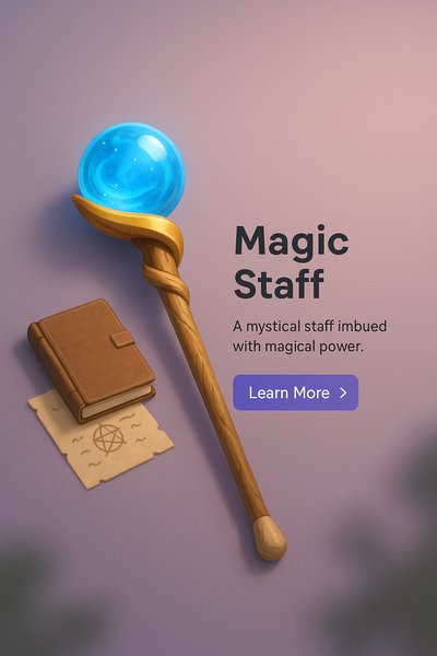 Detailed 3D Illustration of a Magic Staff Icon