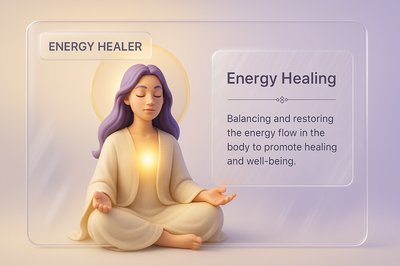 3D Energy Healer Illustration with Glass Effect