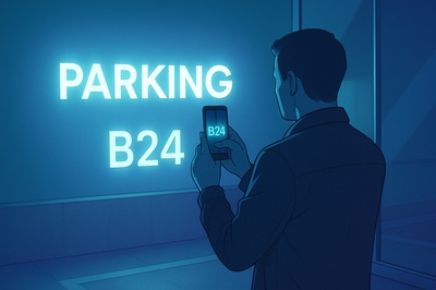 Stylish Realism: Man Photographing Parking Spot in Mall