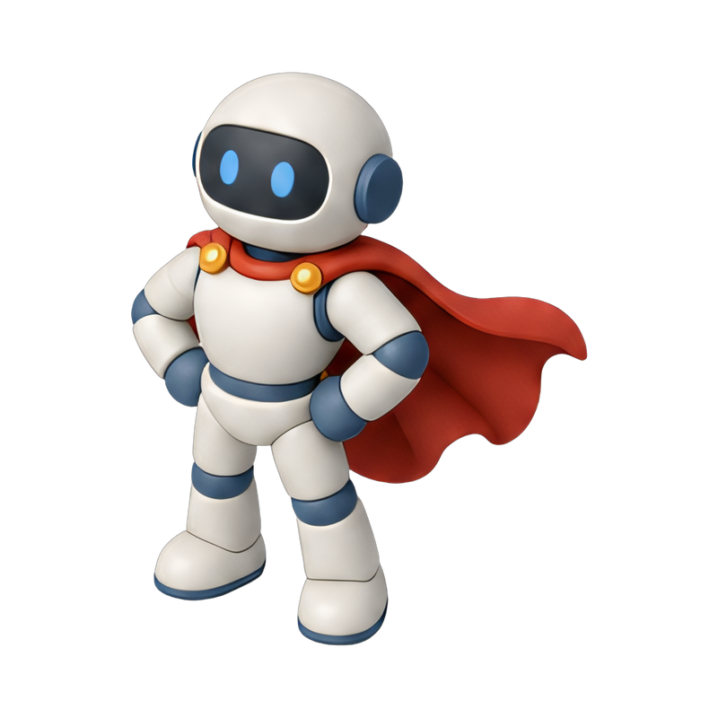 humanoid robot in superhero pose
