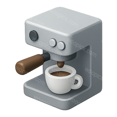 Stylized Coffee Machine Icon with White Cup
