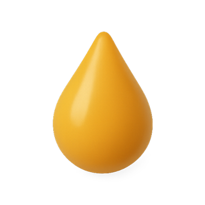 Glossy Yellow Paint Drop on a Simple Background