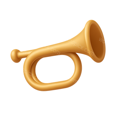 Stylish 3D Bugle Icon with Transparent Background