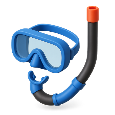 Colorful 3D Snorkel and Mask Icon for Underwater Activities