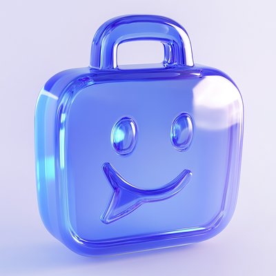 3D Transparent Blue Lock with Smile Face