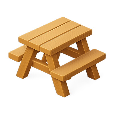 Wooden Picnic Table Icon for Outdoor Settings