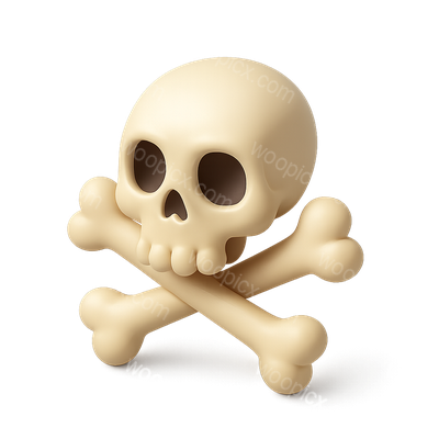Stylized 3D Skull Icon with Crossbones