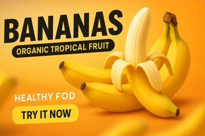 3D Rendering of Fresh Bananas with Vibrant Background