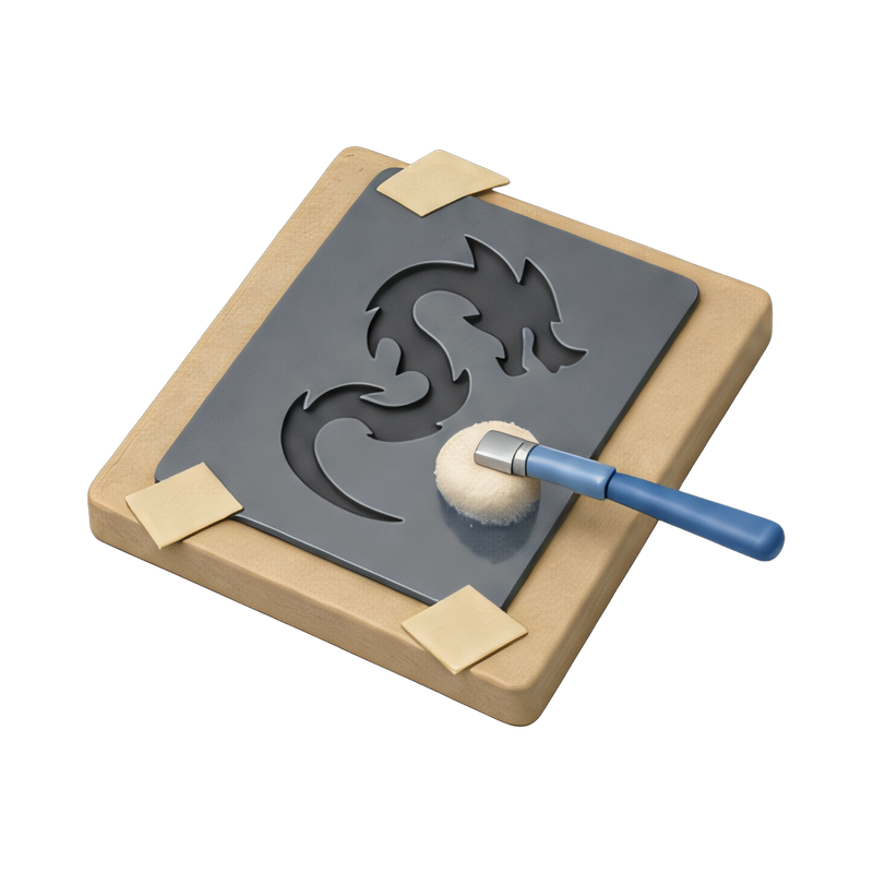 creative etching stencil setup