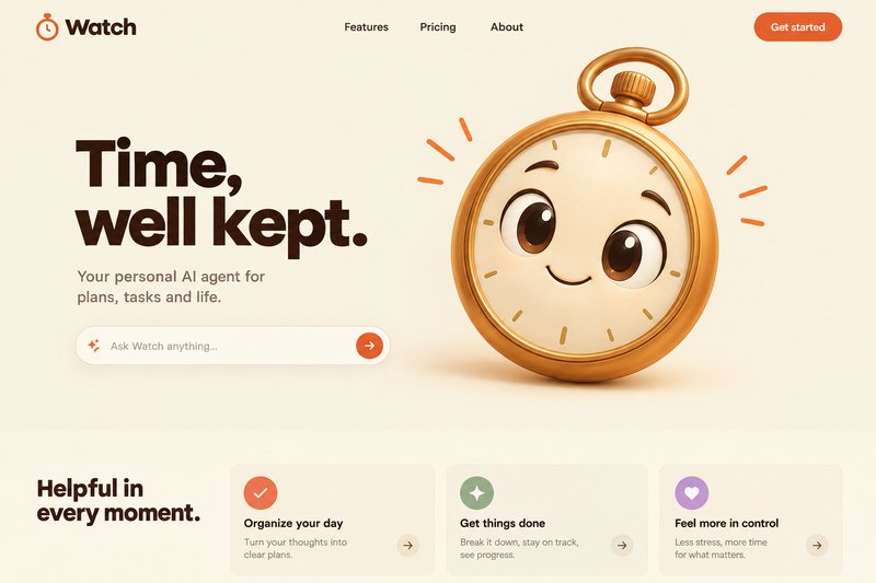 Engaging AI agent landing page