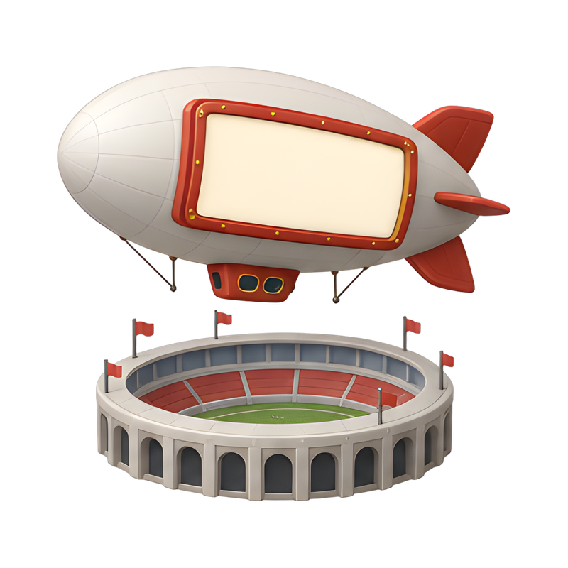 blank advertising blimp over stadium