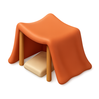 3D Icon of a Cozy Blanket Fort in Isometric View