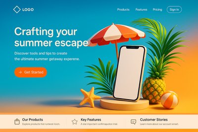 Tropical Landing Page Design with Summer Elements
